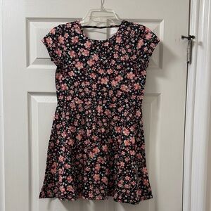 The Children's Place Black Dress with Pink Floral Pattern